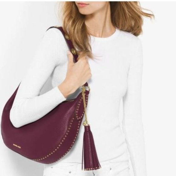 MICHAEL KORS Brooklyn Large Convertible Leather Hobo Plum (limited edition) - Picture 2 of 15